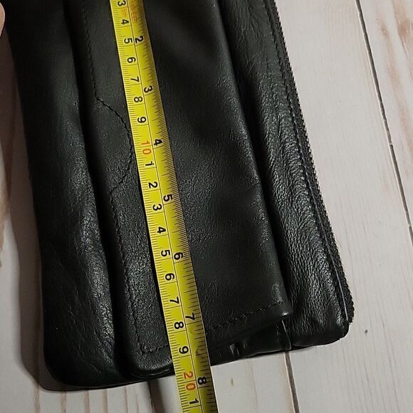 DAY & MOOD PINE CLUTCH BLACK DISTRESSED LEATHER CLUTCH WRISTLET BAG - Picture 11 of 12